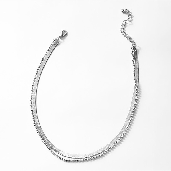 ⚜️[𝟯/$𝟭𝟴]⚜️2 Layered Silver Snake Choker NEW - Picture 6 of 10